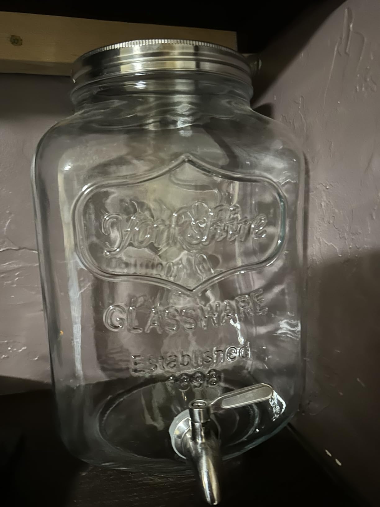 2 Gallon Glass Beverage Dispenser with Stand and Lid, 18/8 Stainless Steel Spigot - Glass Drink Dispensers for Parties - Mason Jar Drink Dispensers with Lids customer photo 2