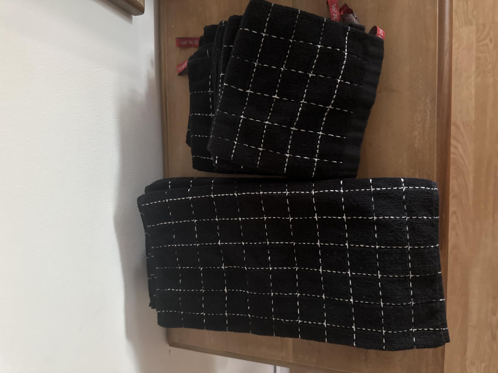 Homaxy Kitchen Towels and Dishcloths Set, Set of 8, Black | Bulk Cotton Terry Kitchen Towels, Checkered Designed, Soft and Super Absorbent Dish Towels, 12 x 12 and 13 x 28 Inches customer photo 1