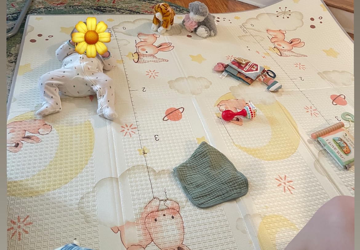Joypony Baby Play Mat, 71x59 Inch Foldable Play Mats for Babies and Toddlers, Waterproof & Anti-Slip Portable Foam Floor Mat for Tummy Time with Travel Bag Indoor Outdoor customer photo 1