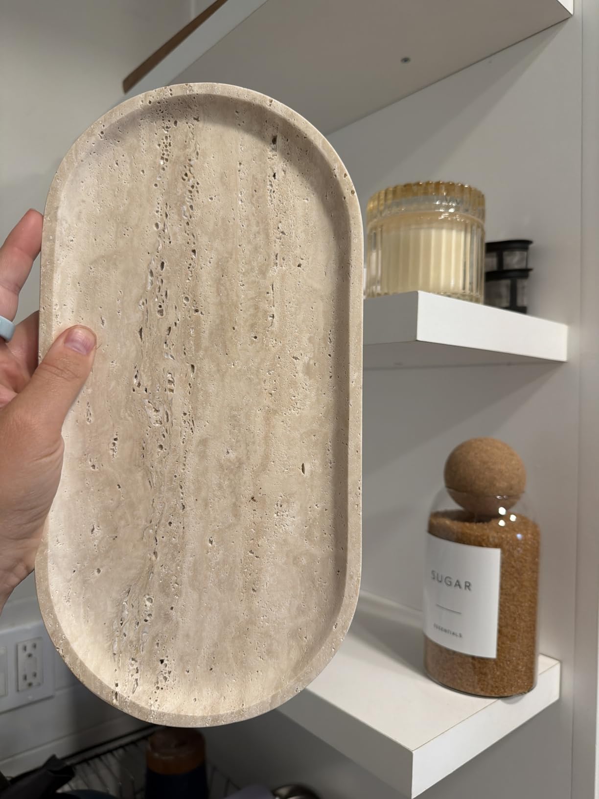 Koville Italian Travertine Tray, 12