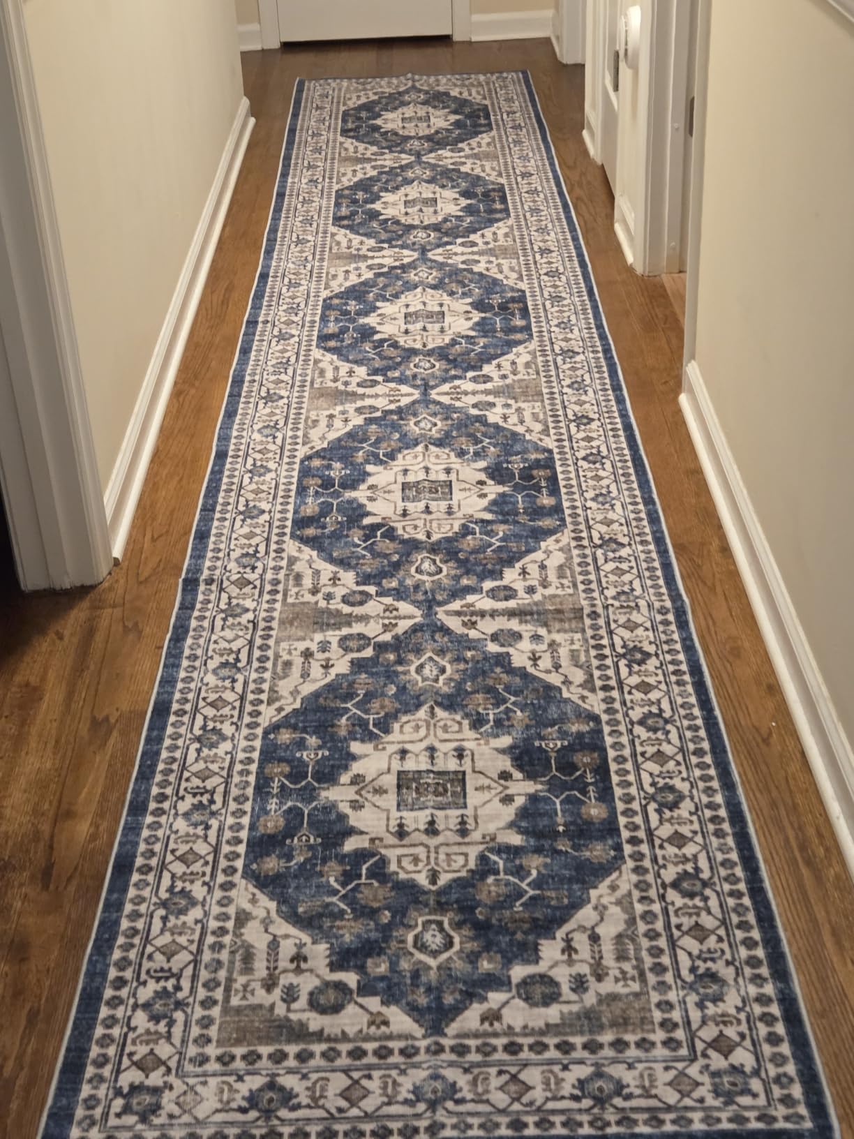 Hallway Washable Runner Rug - 2'6x12 Kitchen Rugs Entryway Rug Runner Vintage Soft Floor Mat Non Slip Indoor Farmhouse Carpet for Bathroom Living Room Bedroom (2'6''x12', Beige) customer photo 1