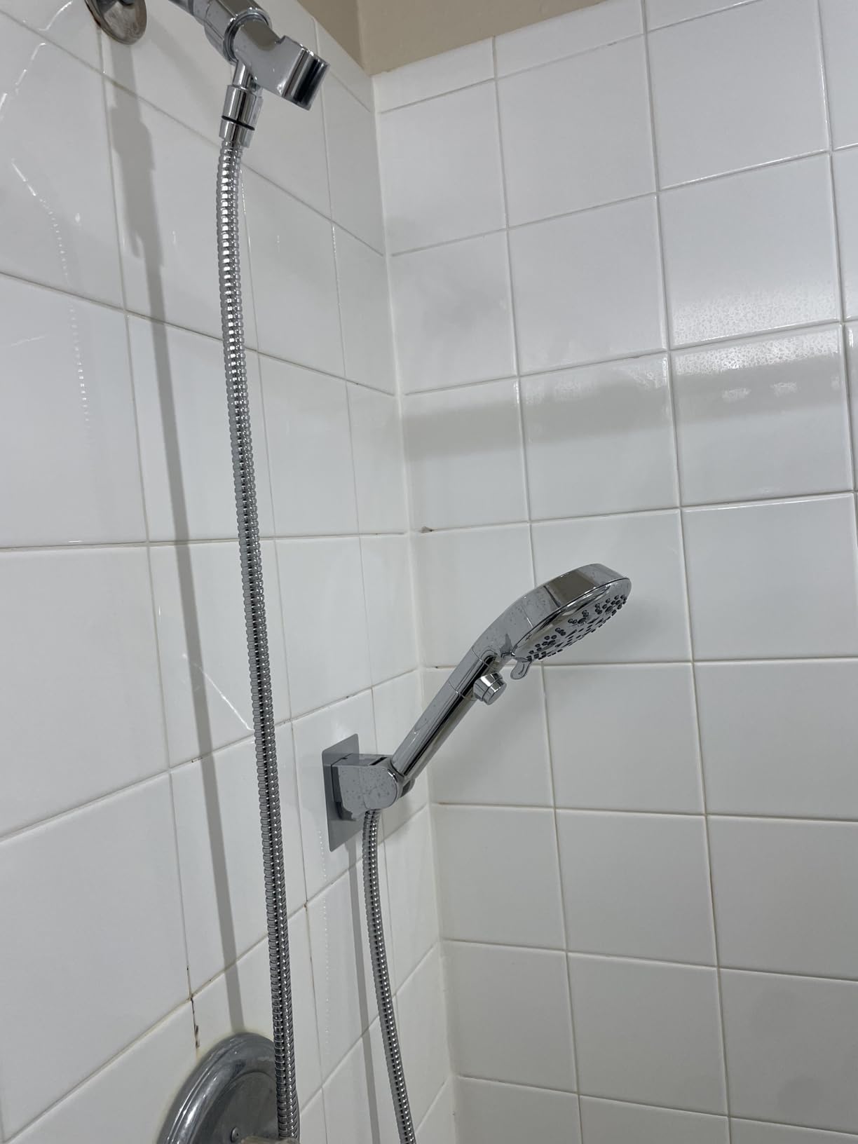 GwernKB Handheld Shower Head with On Off Switch, 8-Mode High Pressure Showerhead with 79 Inches Extra-Long Stainless Steel Hose and Bracket PLUS Extra Low-Reach Adhesive Wall Mount for Kids, Silver customer photo 1