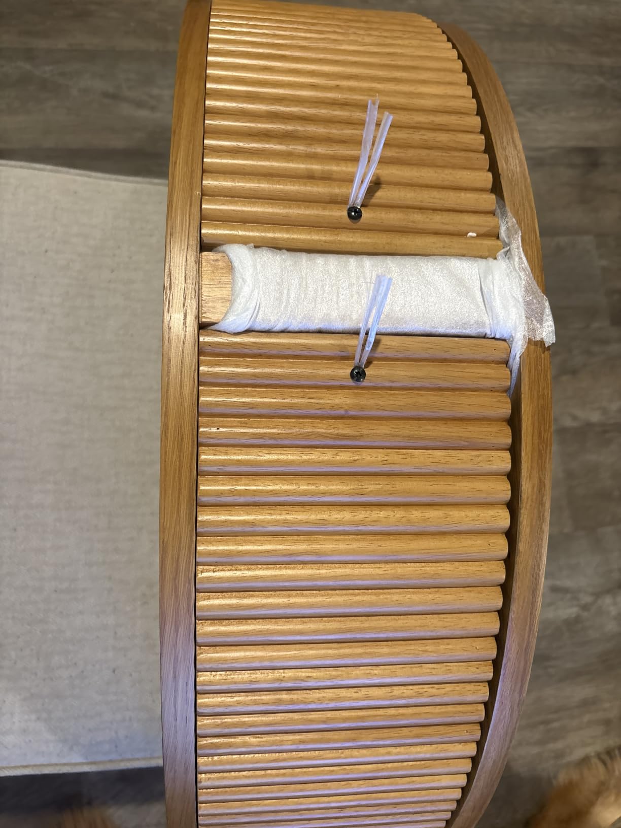 Stead Fluted Half Moon Shaped Console Table - Small Entry Desk - Living Room Furniture - Modern Home Decor - Solid Wood Entryway Table with Two Doors and Brass Knobs (Walnut) customer photo 2