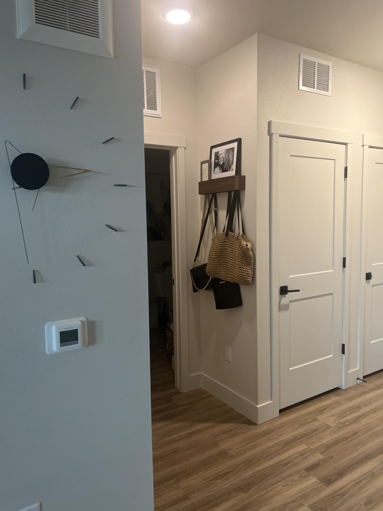Kazai. Wall-Mounted Coat Rack 'Toke' - Modern Design Coat Rack with Hidden Wall Hooks - Solid Wood Veneer Panel Coat Hanger - Oak customer photo 1