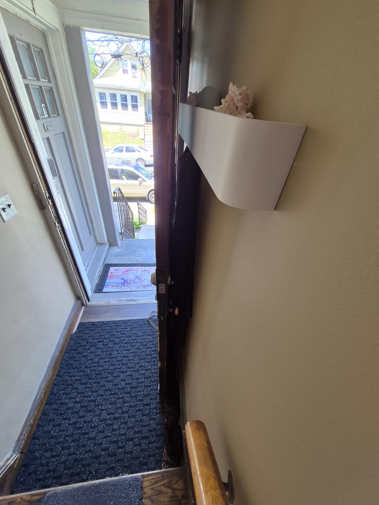 Kazai. Wall-Mounted Coat Rack 'Toke' - Modern Design Coat Rack with Hidden Wall Hooks - Solid Wood Veneer Panel Coat Hanger - Oak customer photo 2