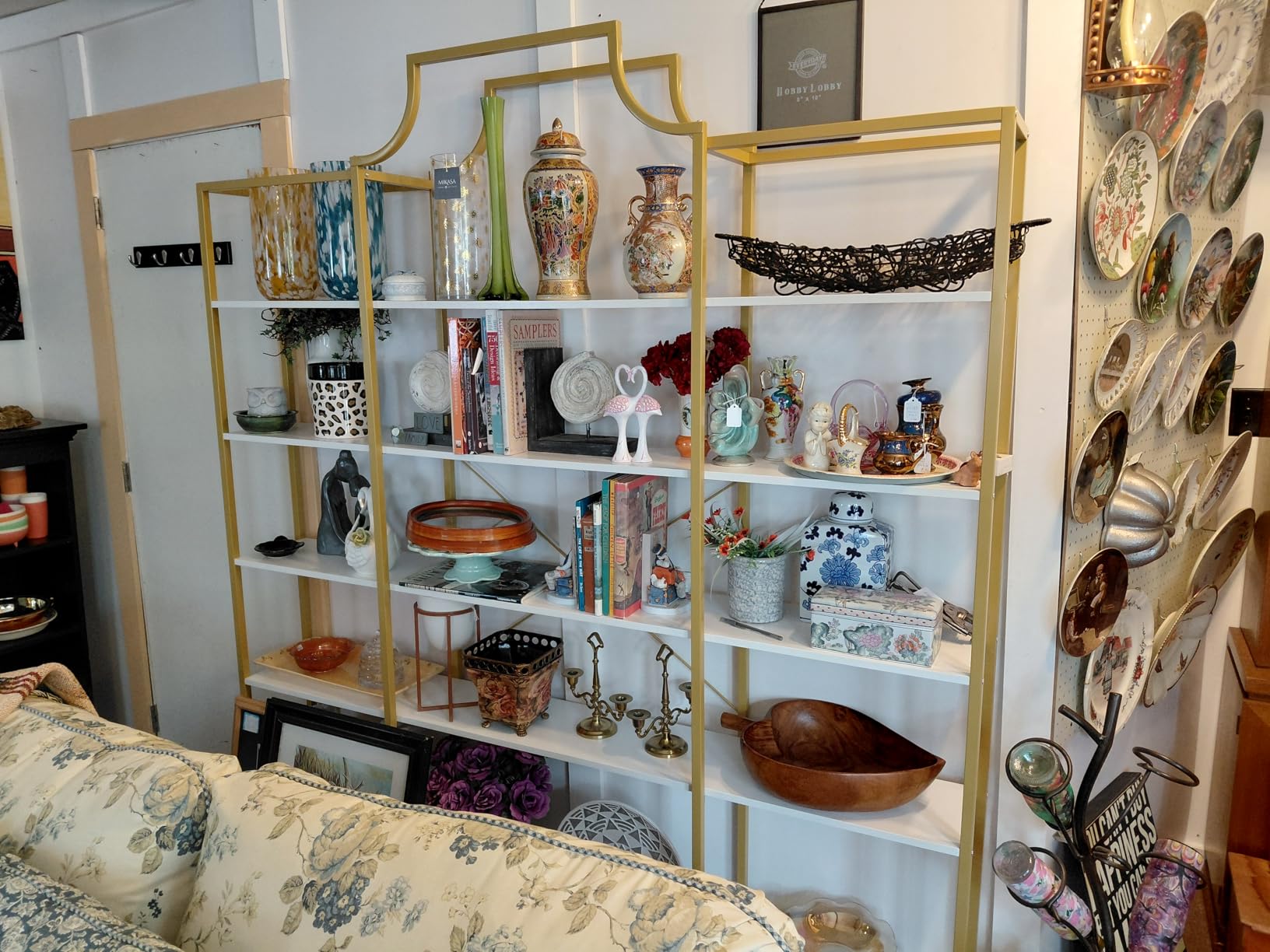 Triple Wide Gold Bookshelf, 70.87