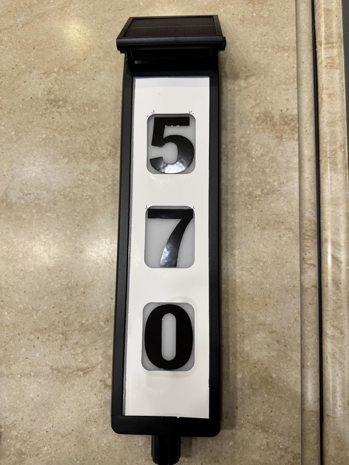 Solar Lighted Illuminated Address Sign, House Numbers for Outside Yard Home | LED Numbers Plaque Outdoor Waterproof Aluminum, Black customer photo 2