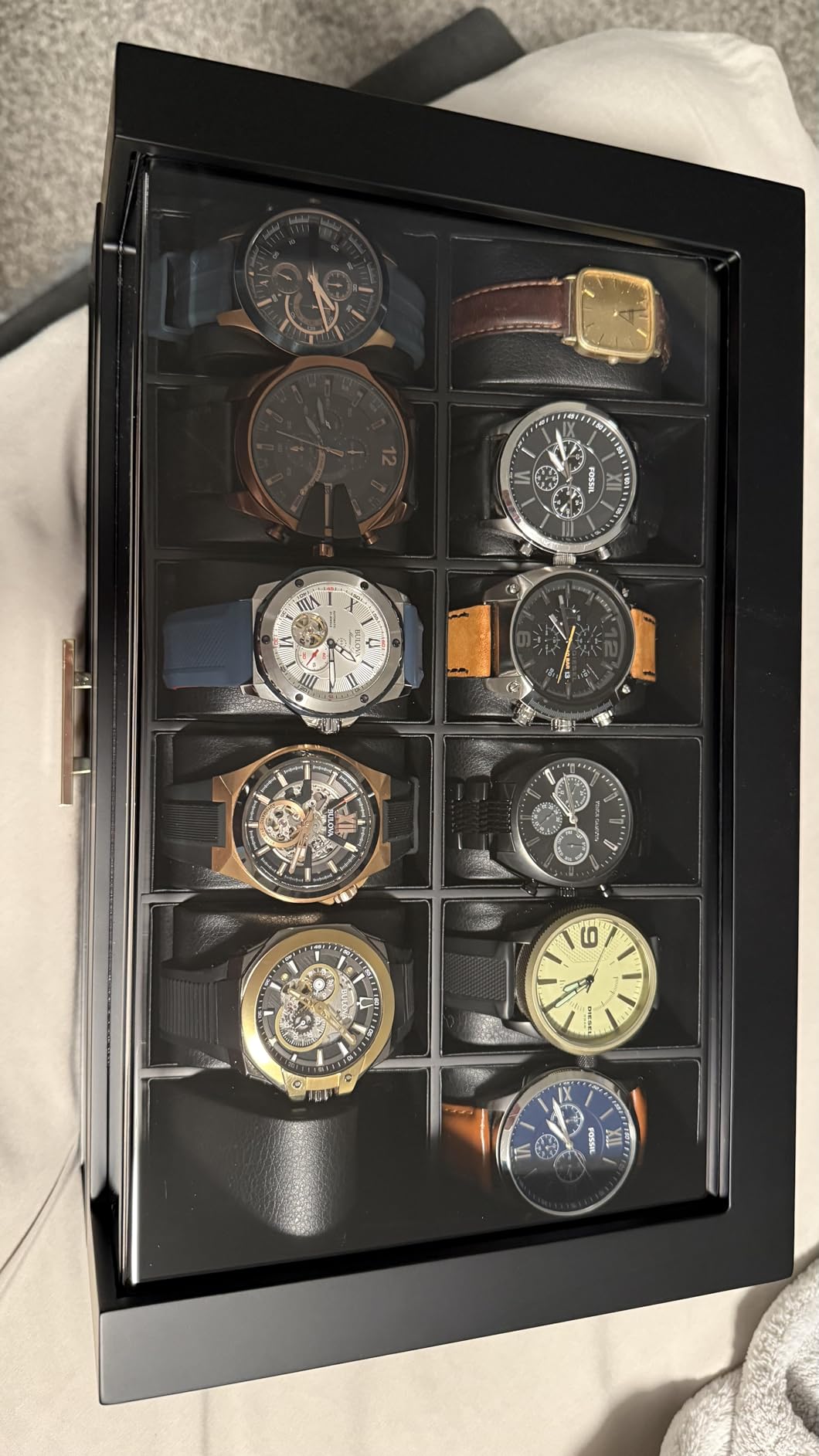 KAMIER High End Watch Box for Men, 12 Slot Wooden Watch Case With Drawer, 2-Layer Watch Holder for Jewelry and Watch Storage, Ideal Gift (With Gift Box) customer photo 2