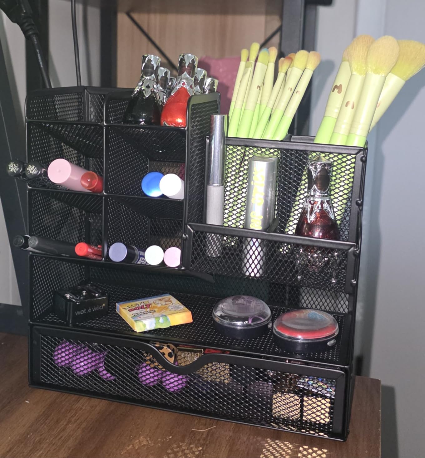 Marbrasse Mesh Pen Holder for Desk, Multi-Functional Pencil Organizer with Drawer, Desk Organizers and Accessories for Office Art Supplies (Black) customer photo 1