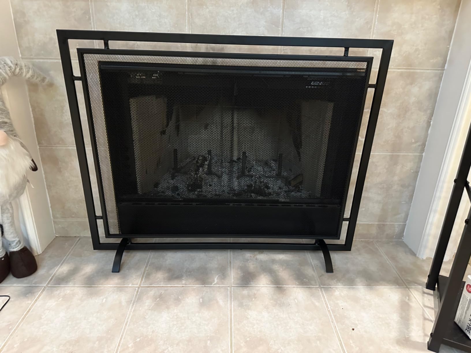 Modern Ember Gatsby Mesh Fireplace Screen in Aged Brass | Single Panel, Heavy-Duty Steel Frame with Powder-Coated Finish | Mesh Screen is Heat & Corrosion Resistant | Fits Standard Fireplaces customer photo 1