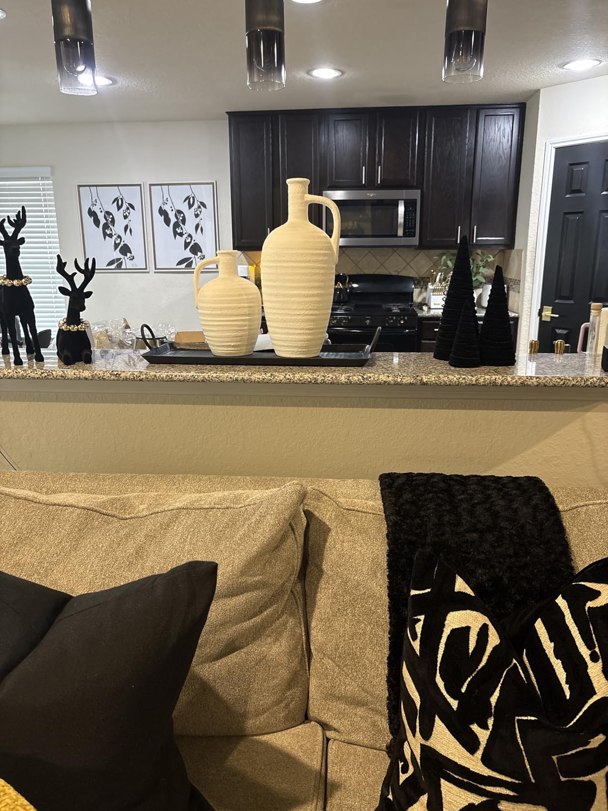 Taupe Velvet Trees Set of 3, Handcrafted Elegant Holiday Entryway, Neutral Modern Decor, Minimalist Mantle Valentine's, Wedding Centerpiece (Taupe) customer photo 1