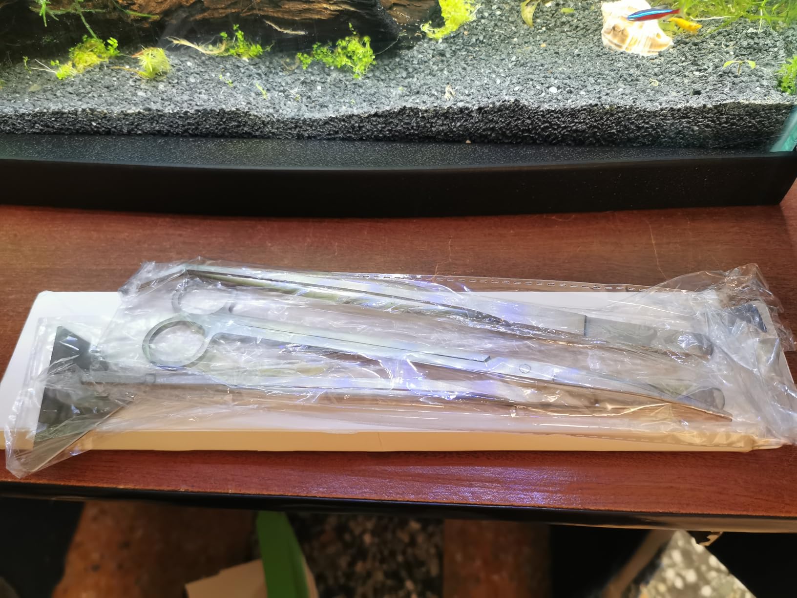 4Pcs Aquascaping Tools, Jeimier Aquascape Kit, Long and Strong Aquarium Tweezers, Scissors, Algae Scraper, Aquarium Plant Tools, Fish Tank Plant Trimming Kit customer photo 2