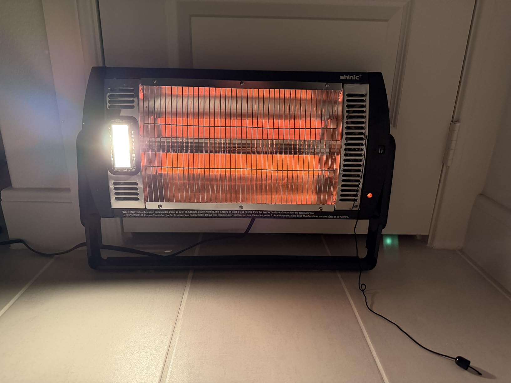 Shinic 2 Packs Electric Garage Heaters, 1500W/750W Ceiling Mounted Heater Radiant Heaters with Halogen Light, 90 Degree Rotation, 5 Mode Settings, Space Heater for Garage, Shop, Large Room and Patio customer photo 2