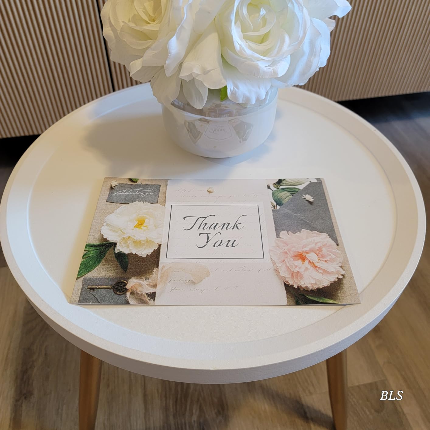 aboxoo Round Nesting Coffee Table Side Table Set of 2 End Tables for Living Room Bedroom Balcony, White Faux Marble Wooden Table Accent Coffee Table with Black Steel Frame customer photo 1