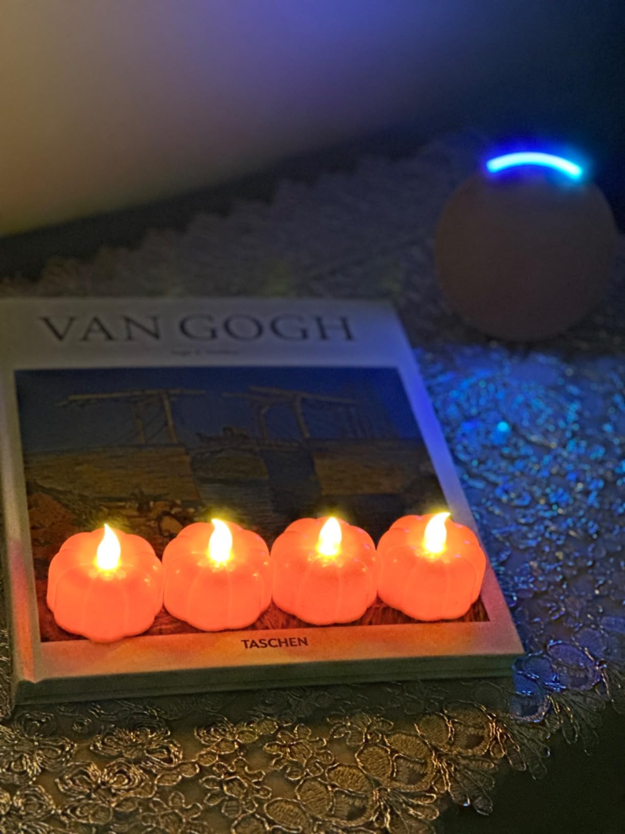 CESOF 12 Pack Fall Decorations Pumpkin Tea Lights LED Flameless Candles Battery Operated customer photo 1