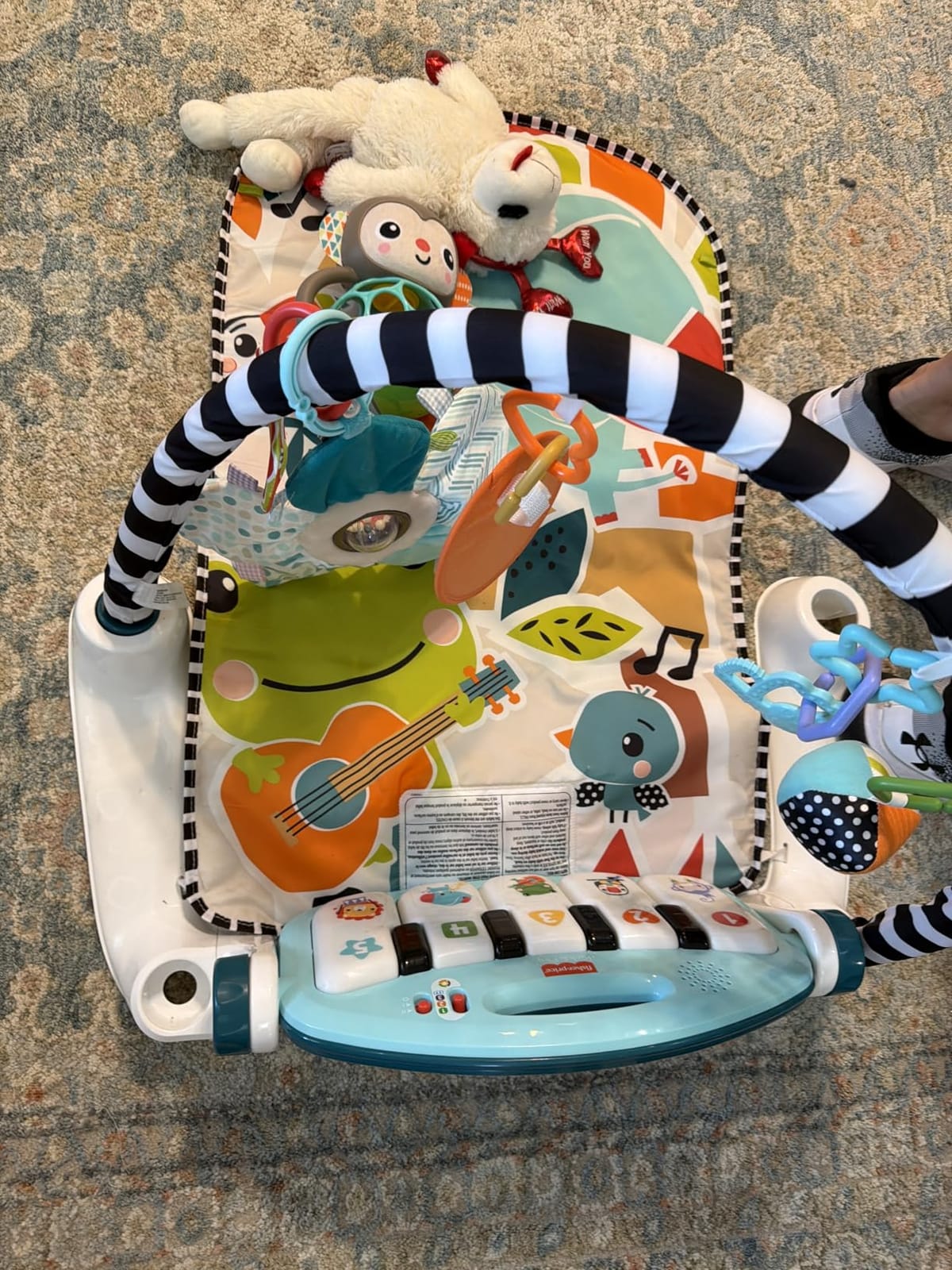 Fisher-Price Baby Playmat Glow and Grow Kick & Play Piano Gym, Blue Musical Learning Toy with Developmental Activities for Newborns 0+ Months customer photo 1