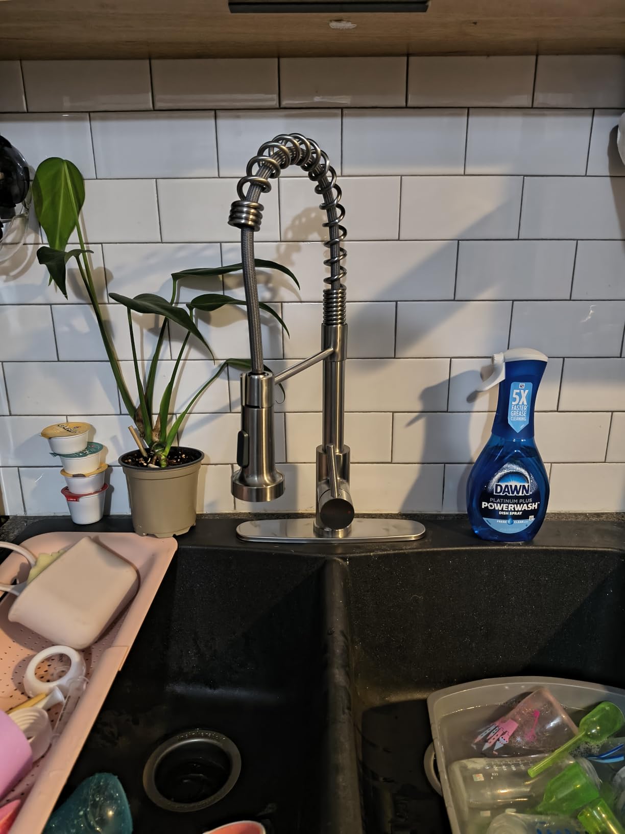 OWOFAN Touchless Pull Down Kitchen Faucet LED Light Brushed Nickel | Temperature LED Light,Single Handle Kitchen Sink Faucet,Motion Sensor,Smart Hands-Free,Lead-Free Stainless Steel customer photo 1
