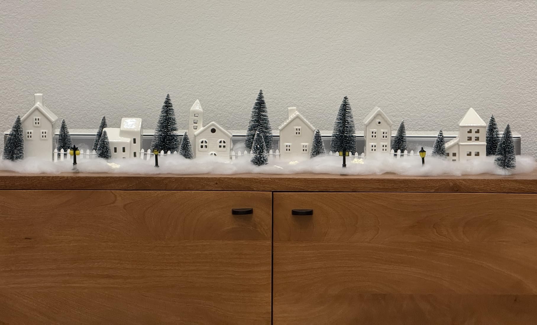 Fovths 39 Pieces LED Lighted Ceramic Winter Village Building Figurines and Accessories Desktop Ornament Set for Holiday Party Decor customer photo 1