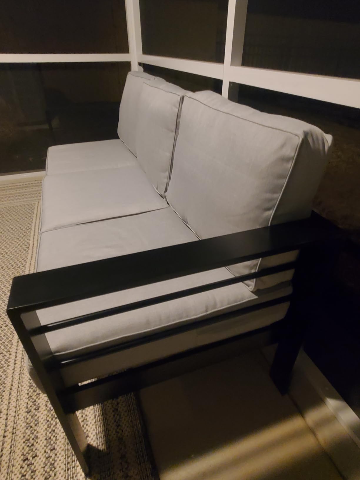 Aluminum Outdoor Sofa, White Patio Sofa, Patio Loveseat for Small Spaces | All-Aluminum Outdoor Couch with 5