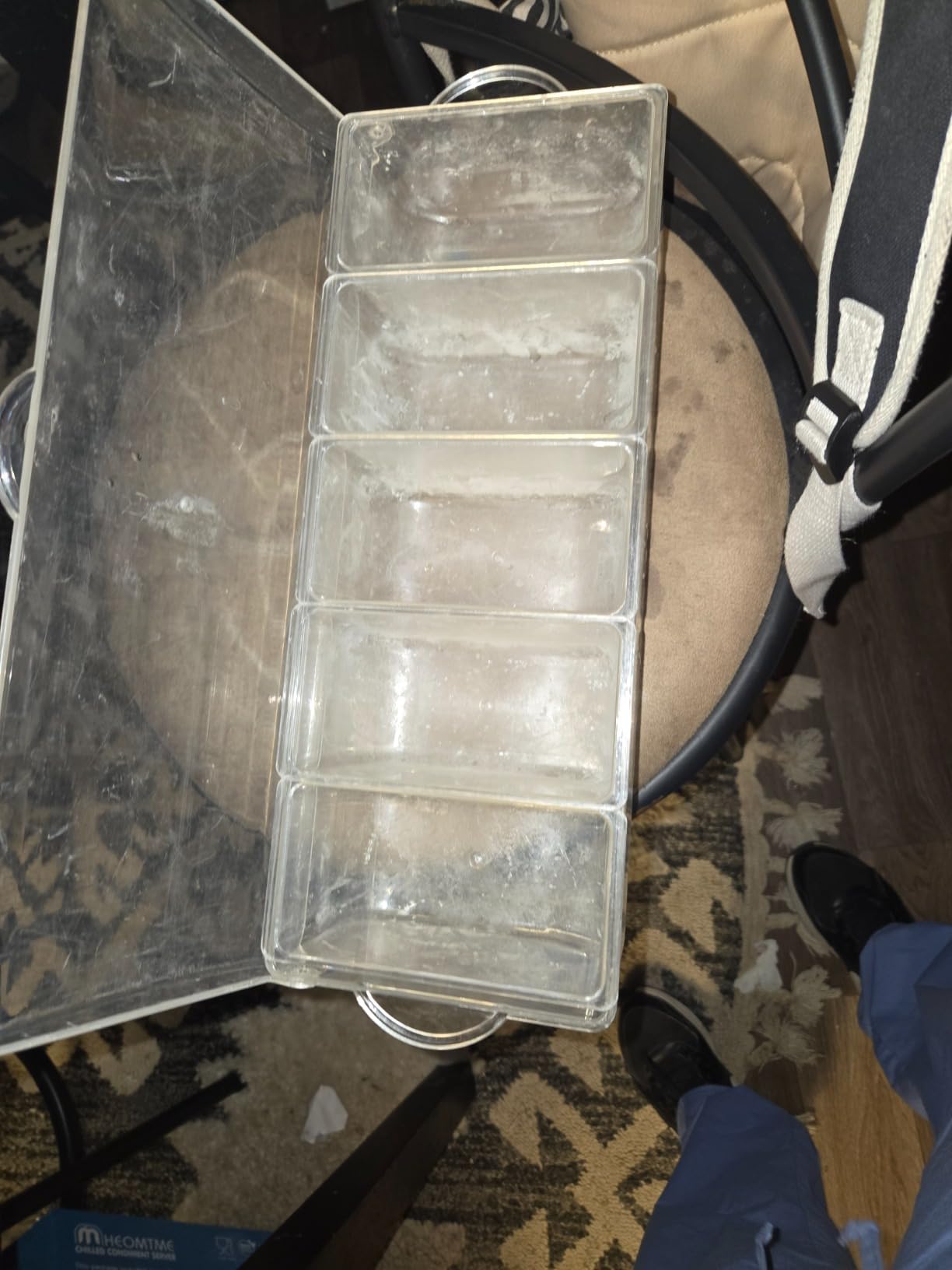 Chilled Condiment Server Tray, Bar Fruit Caddy with Lid and 5 Removable Compartments, Clear Ice Condiment Serving Tray for Party, Toppings Bar Container, Garnish customer photo 2