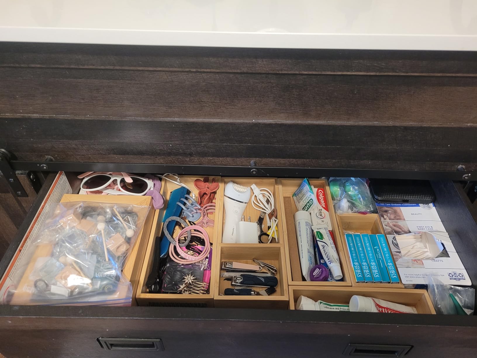 MapleGrace Bamboo Drawer Organizer Set, Individual Wood Storage Organizers | 5 PCS Multi-Use Junk Drawer Divider, Storage Trays Containers for Kitchen, Bathroom, Office Desk, Makeup, Jewelry, Utensils customer photo 2