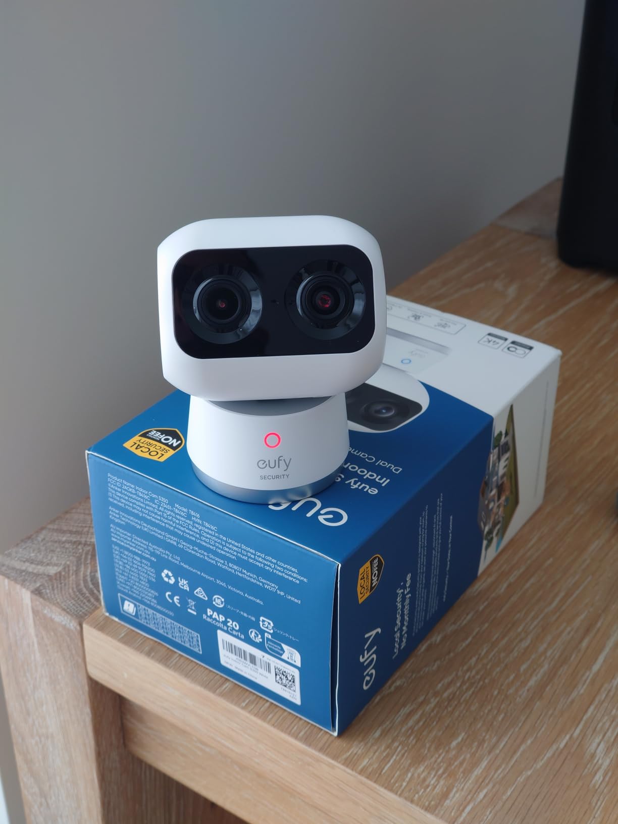 eufy Security 4K Indoor Cam S350, No Subscription, Dual Cameras, 8× Zoom | 360° Coverage, Works as a Pet Camera, Nanny/Senior/Baby Monitor, AI Auto-Tracking, Human/Pet/Cry Detection, 2.4/5 GHz Wi-Fi customer photo 2