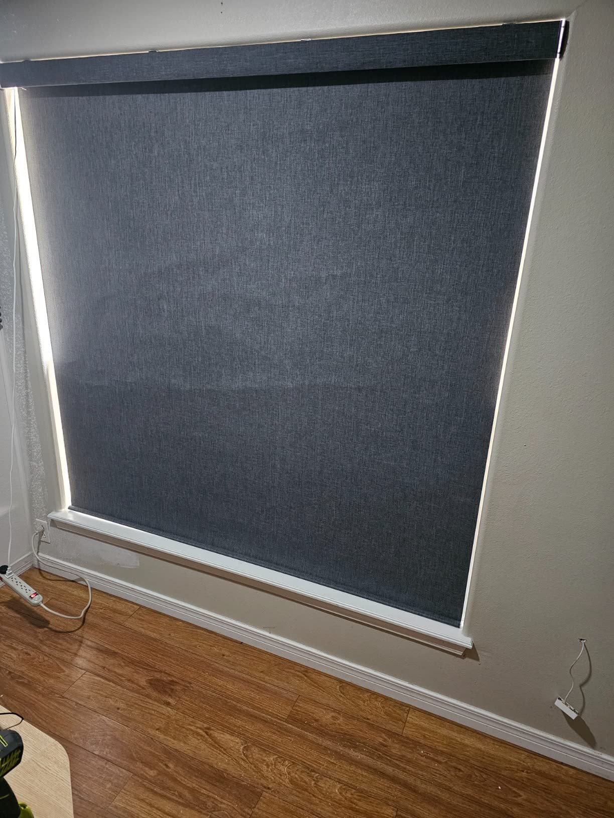 Graywind Smart Blackout Roller Shades Work with Alexa Google WiFi Hardwired Triple Weaved Fabric Motorized Blinds Remote Window Shades, Custom Size (Light Coffee) customer photo 1