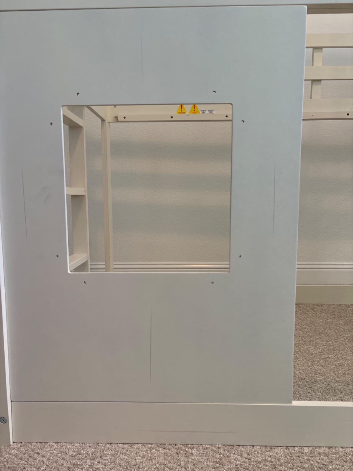 Merax Twin Over Twin House Bunk Bed Frame with Roof,Window,Ladder and Slide for Boys Girls, White & Brown customer photo 2
