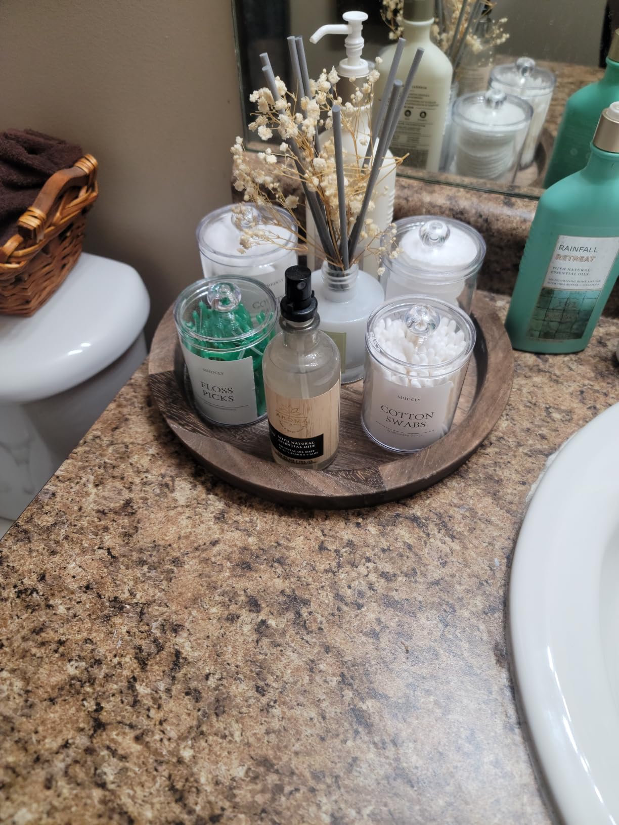 Hanobe Candle Plate Holder Tray: Round Wood Decorative Candle Plate - Rustic Farmhouse Coffee Table Decor - Tealight Pillar Trays for Home Decor (Distressed) customer photo 2