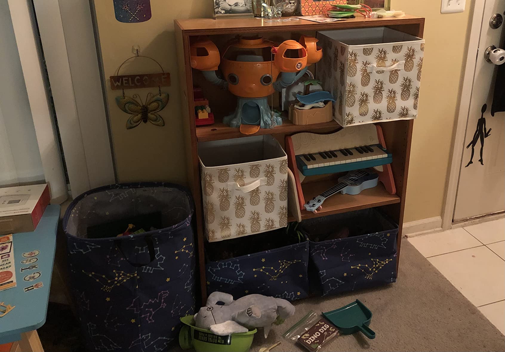 Rectangular Kids Storage Bins,Baby Baskets Organizer.Waterproof PE Coating Cute Basket with Handles.Woodland Nursery Decor,Toys Box,Books Basket, (Cute Animal) customer photo 2