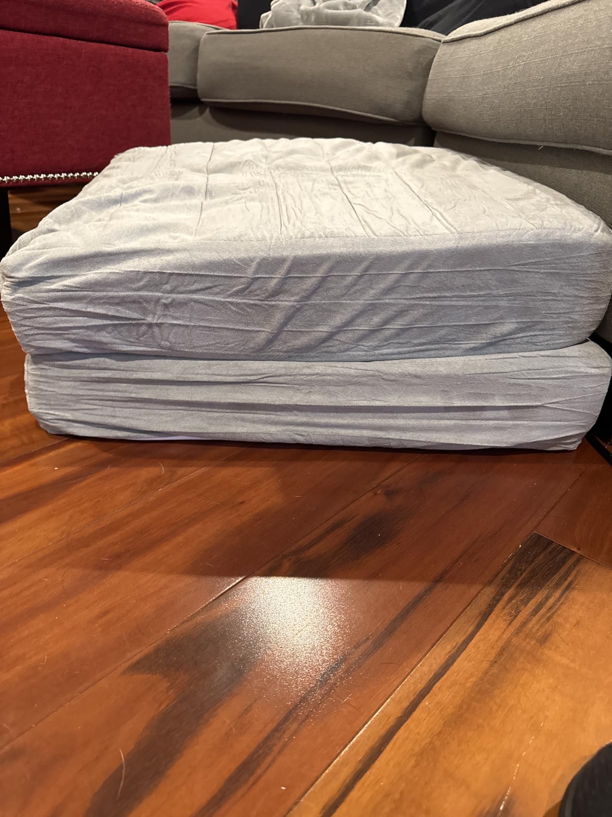 JKMAX 2 Pcs High Density Foam Floor Pillow - Upgraded Large Pillows Seating for Adults - Outdoor Floor Cushion with Soft Tufted Cover - Yoga Pillows for Sitting On Floor - 22 Inch Light Gray customer photo 1