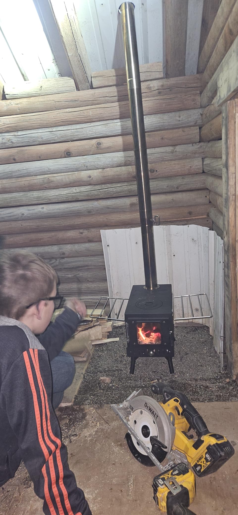 Huskfirm Wood Burning Stove, Folding Tent Stove for Heating | Portable Wood Stove for Tent, Cooking, Courtyard, Camping Stove include Chimney Pipes and Spark Arrestor customer photo 1
