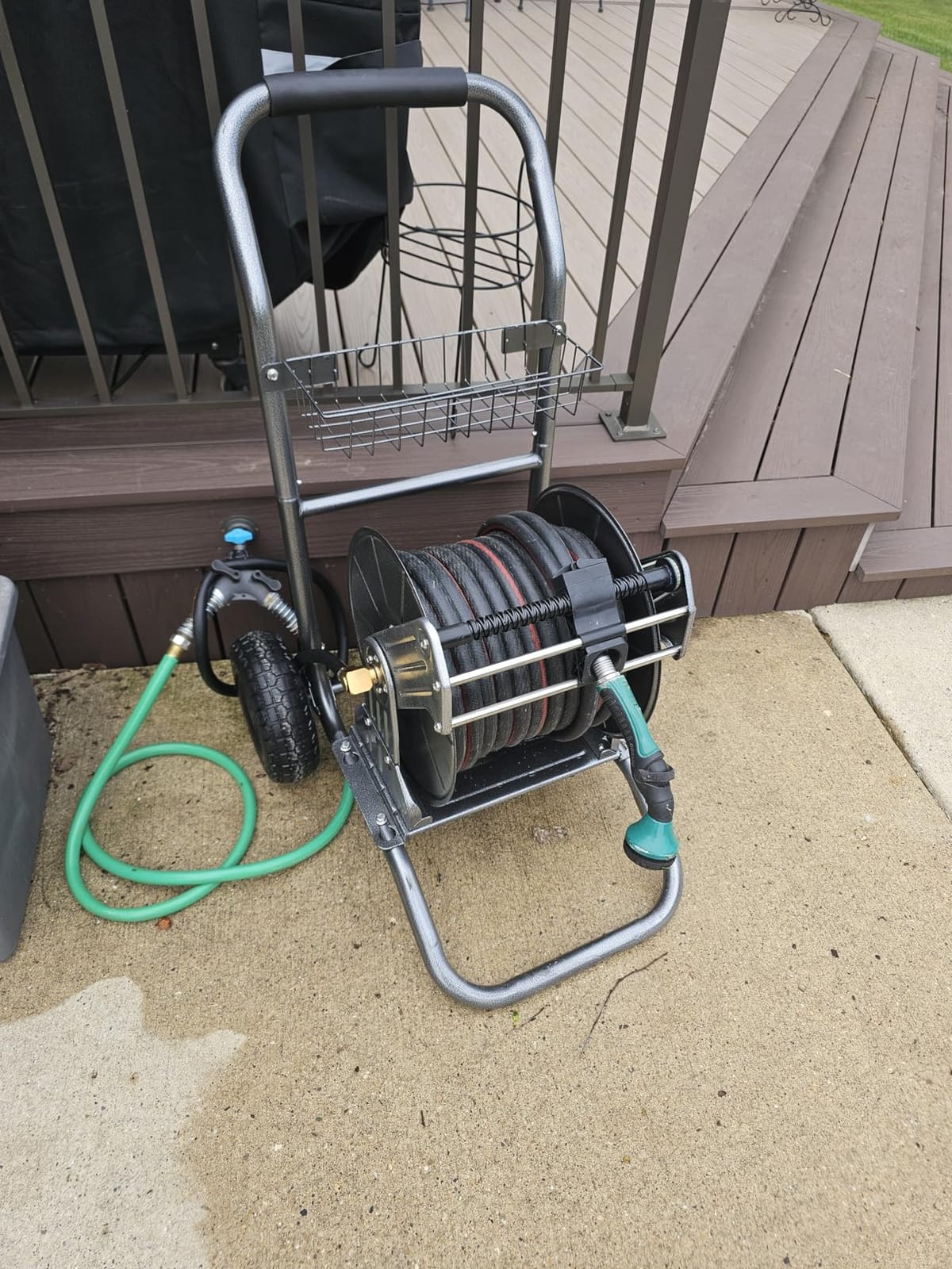 Giraffe Tools Garden Hose Reel Cart with Wheels, Heavy Duty Metal, 200 ft 1/2