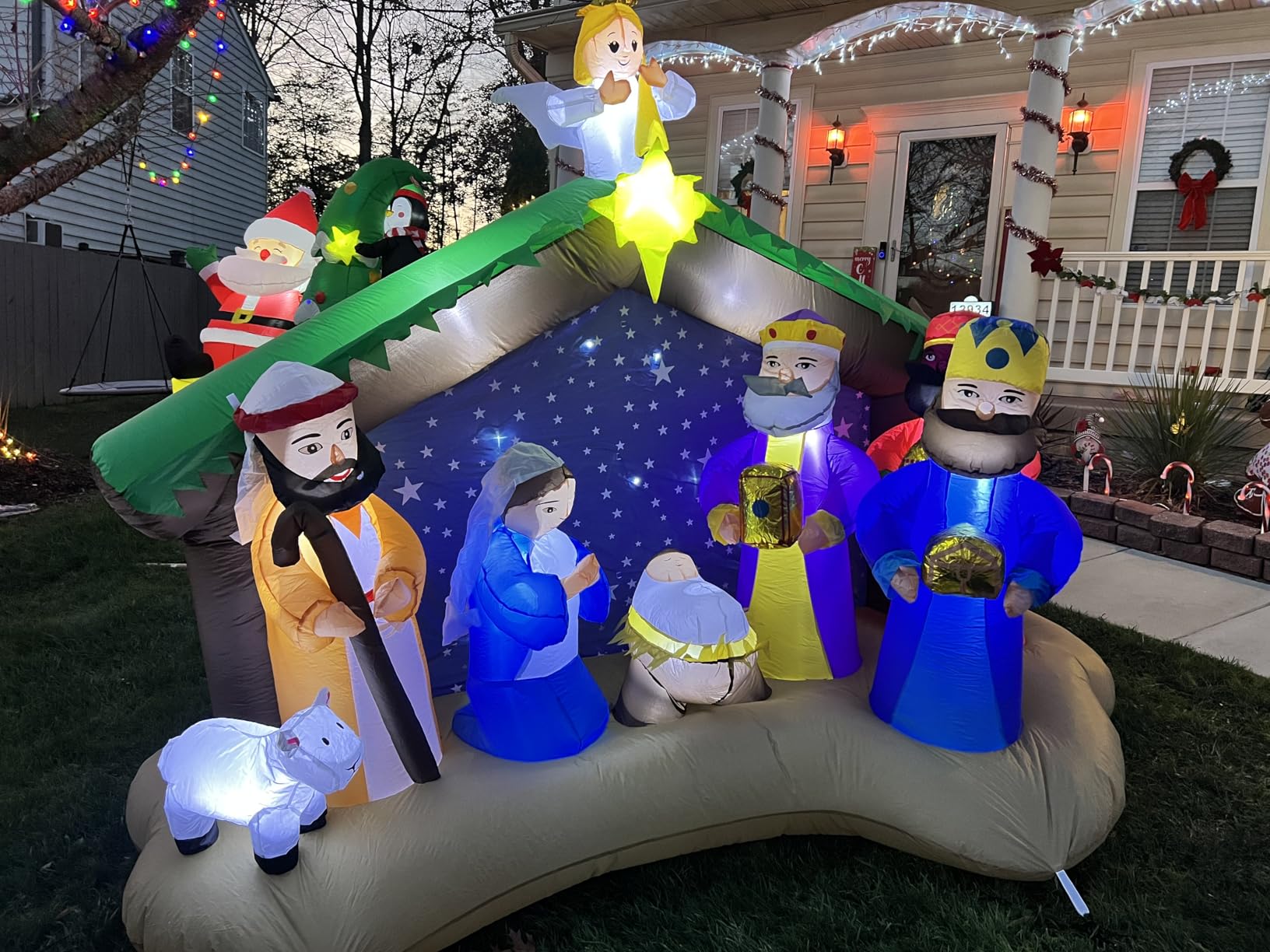 8 FT Christmas Inflatables Nativity Scene Outdoor Decorations, Christmas Blow Up Yard Decorations Nativity Sets for Garden Lawn Xmas Decor customer photo 1