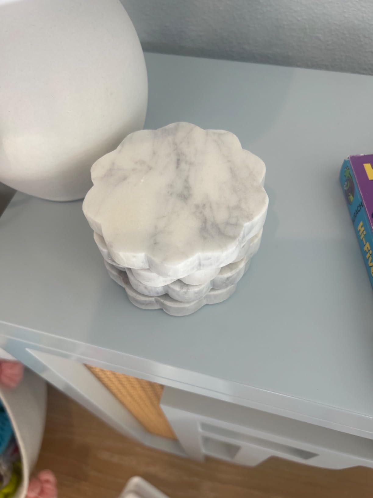Mud Pie Scallop Marble Coaster Set, 4