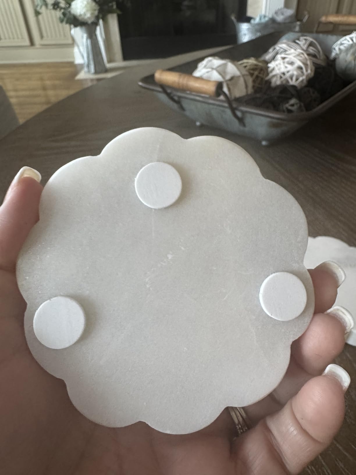 Mud Pie Scallop Marble Coaster Set, 4