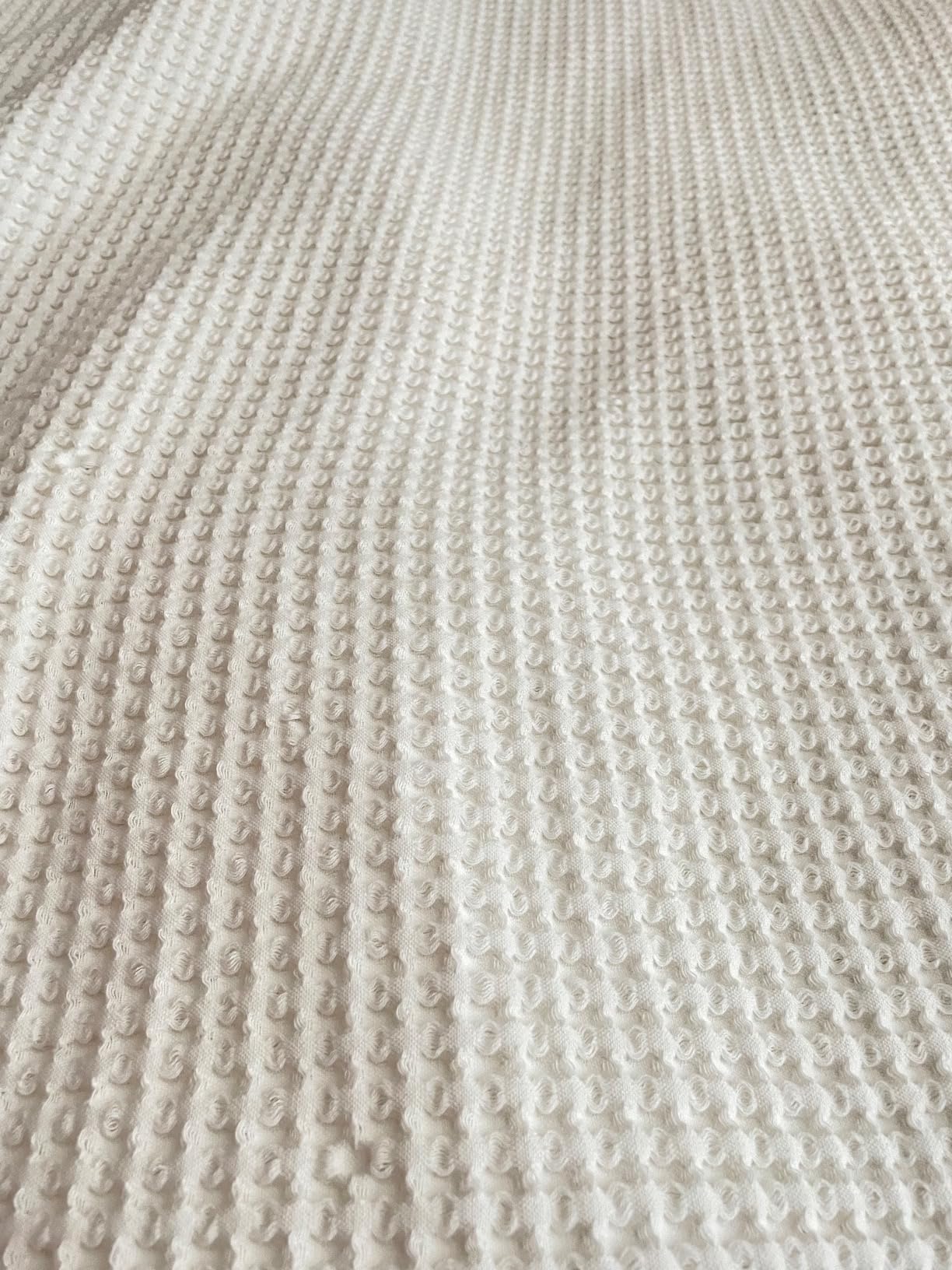 PHF 400GSM 100% Washed Cotton Waffle Weave Blanket, Cozy Breathable Skin-Friendly Throw Queen Size for All Season, Luxury Fall Layer Bedspread for Couch Bed Sofa, Elegant Home Decor, Beige, 90
