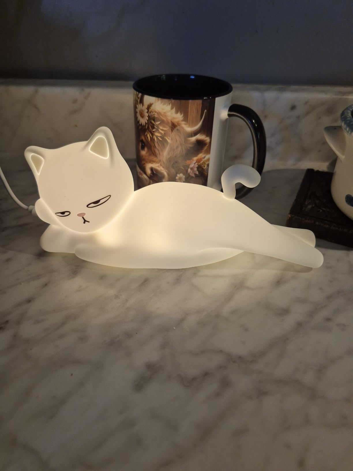Lying Flat Cat Lamp Funny Gifts, 16 Colors Touch Night Light customer photo 1