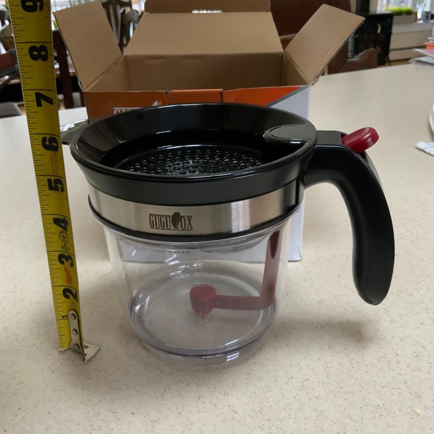 IVYHOME Fat Separator for cooking, 4 Cups Plastic Fat Strainers with Bottom Release, Gravy Grease Separator, Soup Oil Separator Measuring Cup customer photo 1