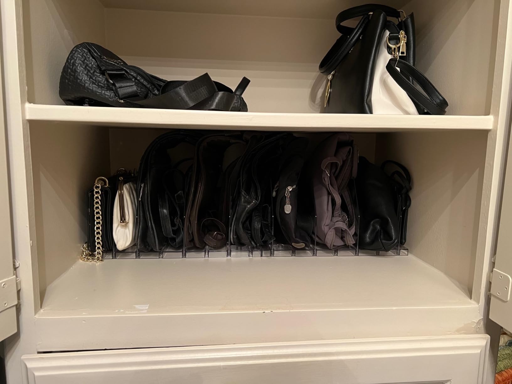 SPACEKEEPER Adjustable Shelf Divider for Closet, Clear Purse Organizers for Closet Acrylic Handbag Separators Storage Organizer Bookshelf Separator Dividers in Bedroom, Office customer photo 2