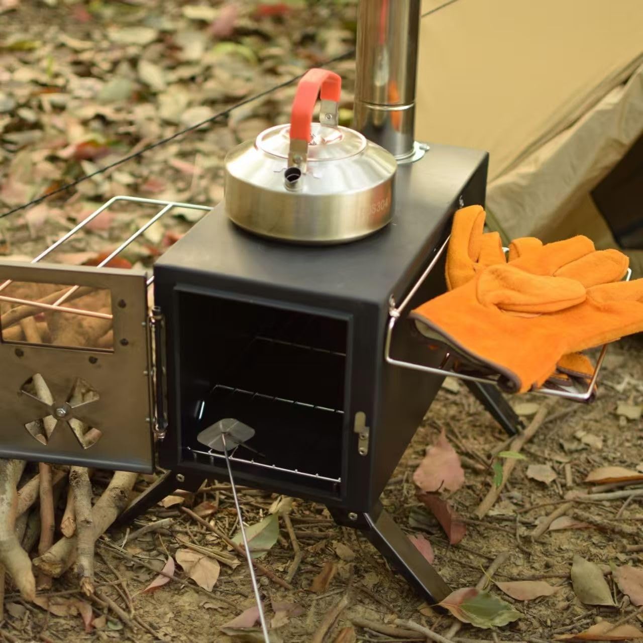Hot Tent Stove, AVOFOREST Wood Burning Stove, Small Wood Stove with 7 Stainless Chimney Pipes for Outdoor Heating & Cooking, Ice Fishing, Hunting customer photo 2