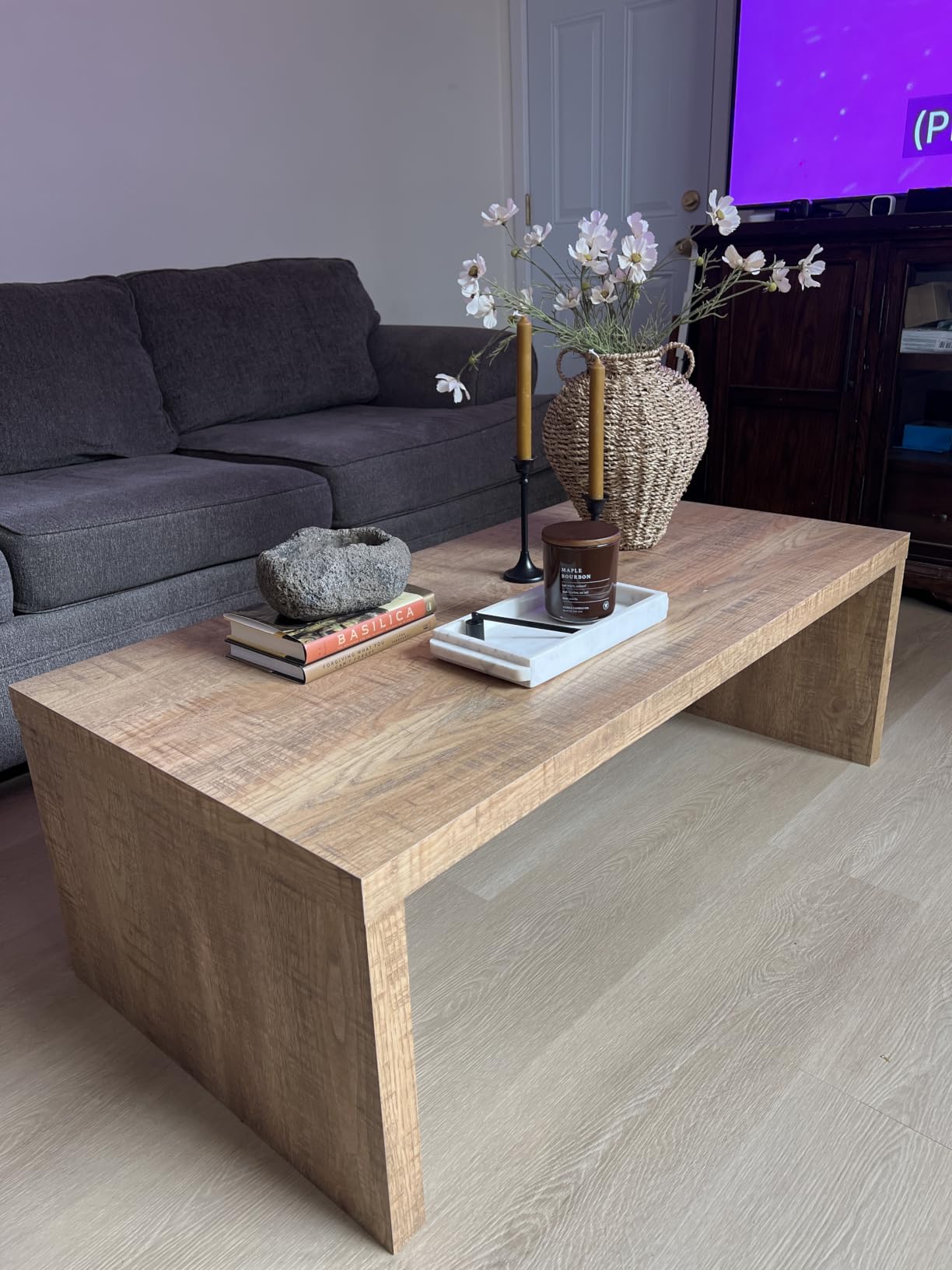 Coaster Home Furnishings Wooden Coffee Table w/Side Panels & Center Brace | Mango Wood Modern Rectangular Living Room and Bedroom Furniture customer photo 1