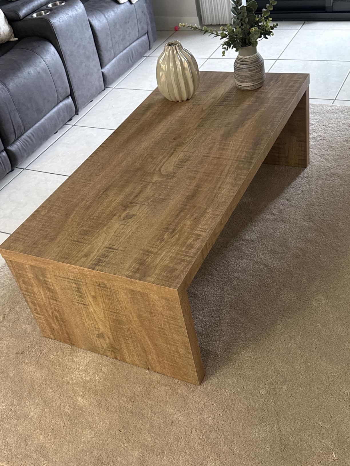 Coaster Home Furnishings Wooden Coffee Table w/Side Panels & Center Brace | Mango Wood Modern Rectangular Living Room and Bedroom Furniture customer photo 2