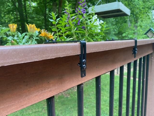 2 Pack 24 Inch Window Boxes Planters Railing Planter Box with Adjustable Brackets for Porch Fence Patio Balcony Hanging Flower Baskets with Coco Liners for Outdoor Garden Decor - Black customer photo 1