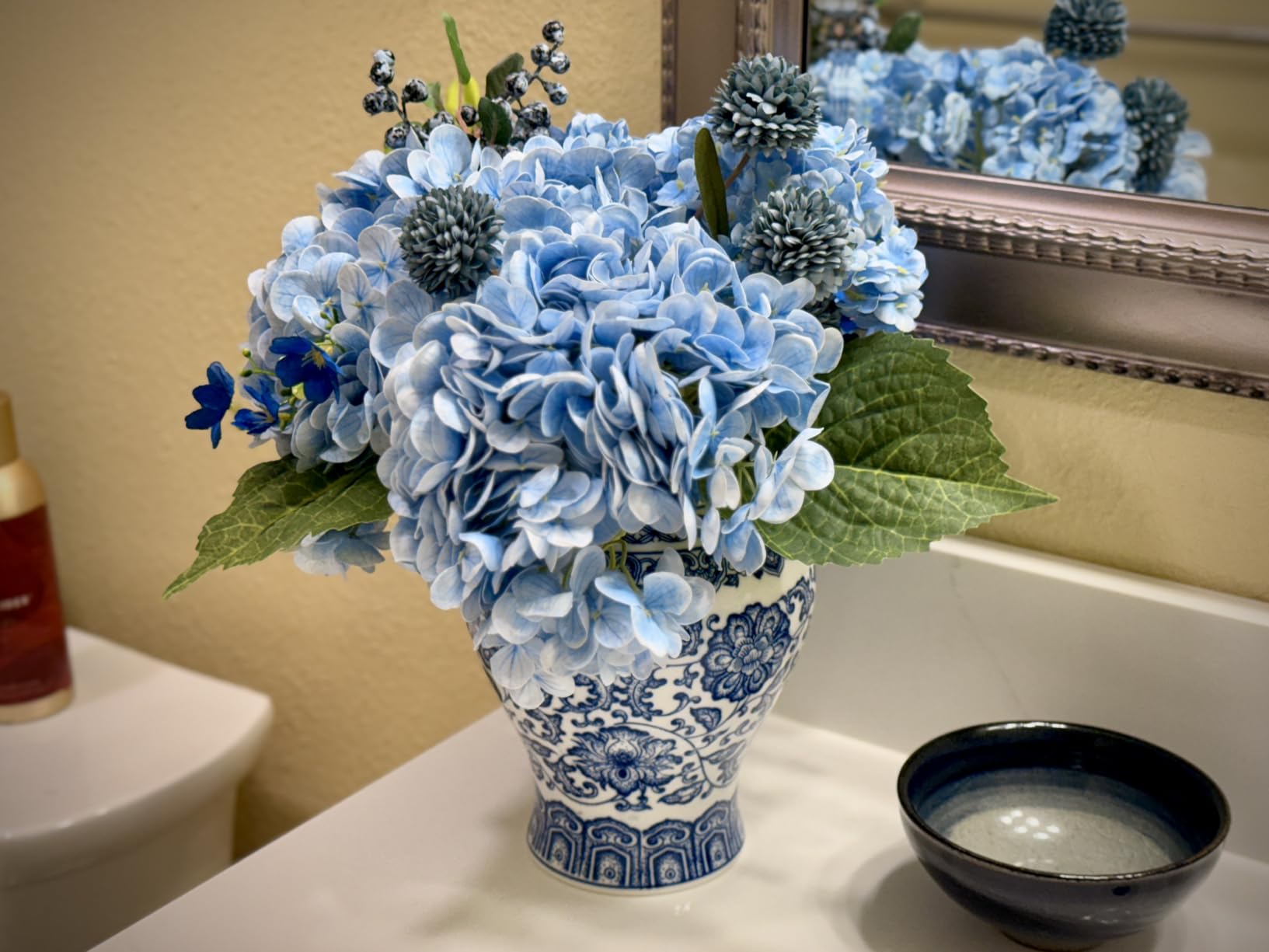 Blue and White Ginger Jars for Home Décor, Chinoiserie Porcelain, Ginger Jar Vase Decor, Good Ideal for Room, Office Decoration, 15