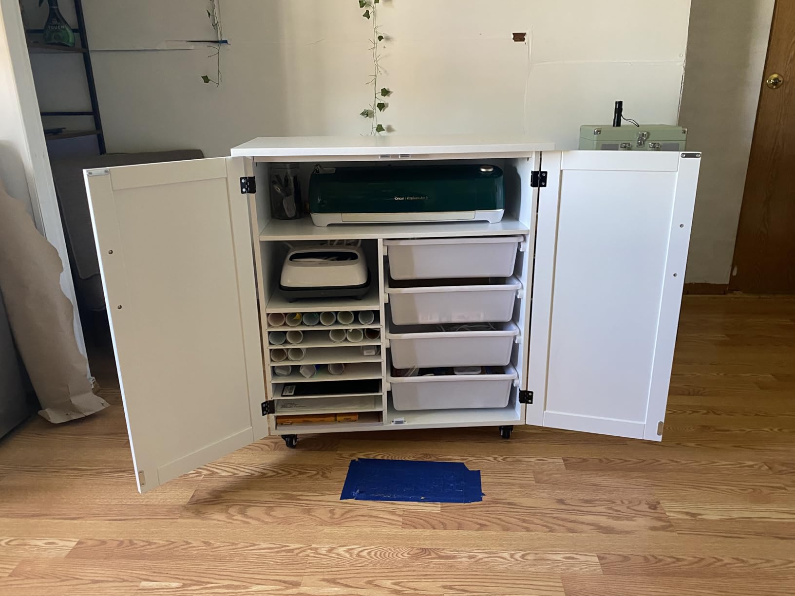 GDLF Craft Cart Compatible with Cricut Machine Cricut Table with Storage Cabinet Rolling Cart Furniture with Drawers Designed for Accessories Organization 31.6
