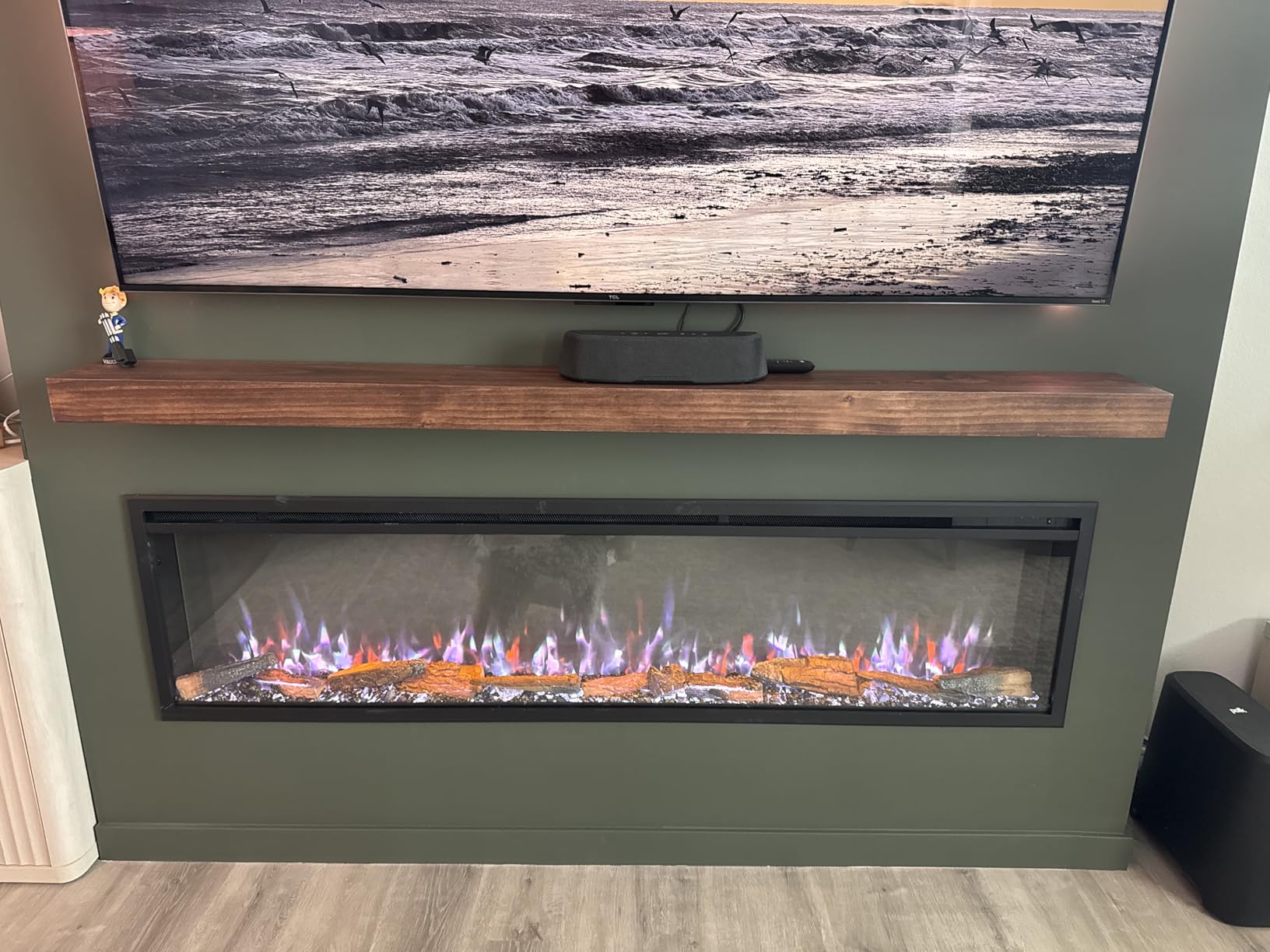 Eshoma Fireplace Mantel, 72 Inch Handcrafted Wood Mantles for Over Fireplace, Wall Mounted Fireplace Mantel Shelf, Floating Mantel Shelf for Living Room Decor, Walnut customer photo 1