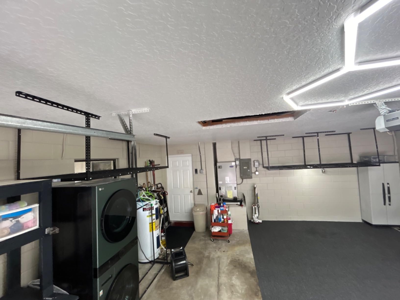 4ftx8ft Overhead Garage Storage Rack, Heavy-Duty Metal Garage Ceiling Storage Rack, 22''-40