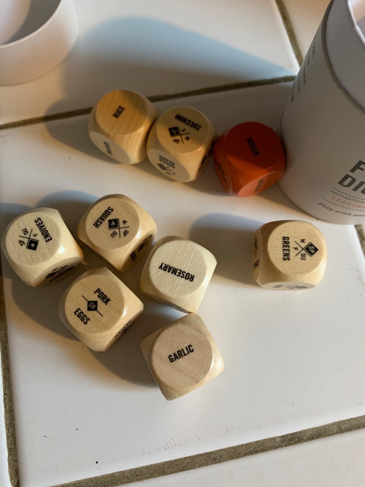 Two Tumbleweeds Foodie Dice - Seasonal Dinner Inspiration - Set of 9 Dice | Roll to Decide What to Cook. Includes Take Out Die. Unique Cooking Gift for Foodies, Chefs & Couples customer photo 2