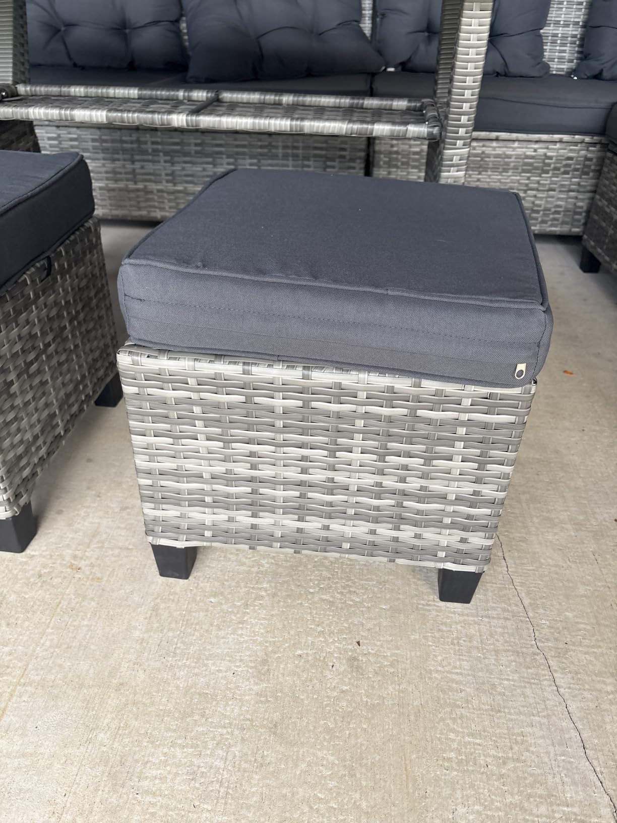 KROFEM 8 Piece Patio Furniture Set, Outdoor Modular Conversation Set | UV Treated Wickers, Machine Washable Cushions, Seats 6, 2 Storage Compartments, Rustproof Frame, Waterproof, Black customer photo 1